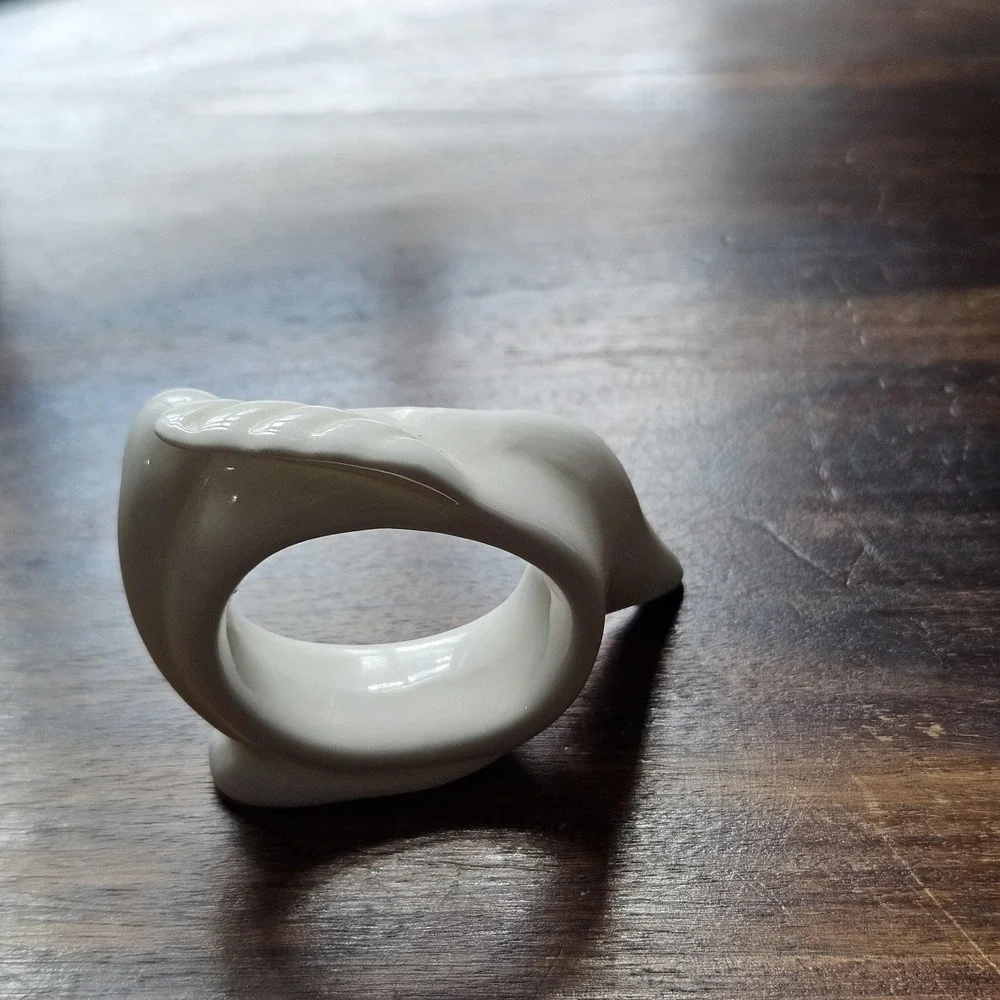 Vintage‎ white porcelain Dove napkin ring holder- Replacement tablescape